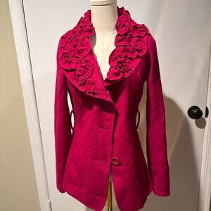 Fuschia Womens Coat with Flower lapel Adult Small